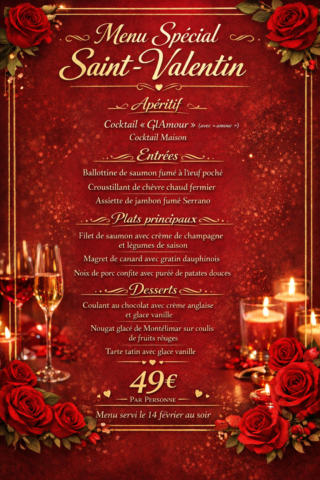 Menu Spécial Saint Valentin